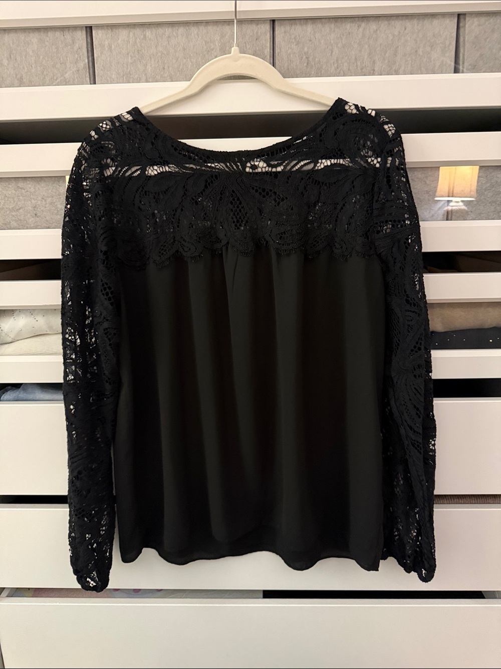 Lilly Pulitzer Black Lace Long-Sleeve Blouse